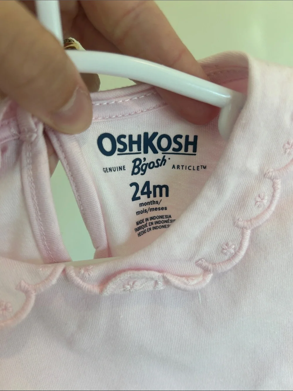 OshKosh B'gosh Light Pink Long-Sleeve Baby One-Piece with Scalloped Collar